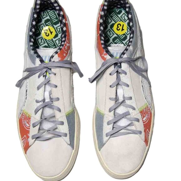 PUMA Suede Patchwork Low-Top Sneakers – Style 391600-01 | White / Multi Size 13